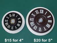"Clock Dial Lighted Doorbells: 4" = $15; 5" = $20 Wood base will come unfinished - paint to match your own home."