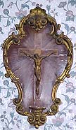 Italian brass & inlaid wood crucifix - circa 1900